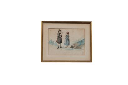 Ecole française du XIXe
Suite de quatre aquarelles...