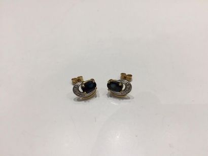 PAIRE DE CLOUS D'OREILLES en or bicolor 750...