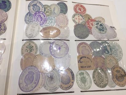 Album avec marques postales anciennes, cartes...