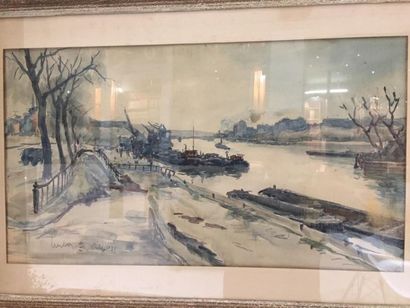 Fernand HERBO (1905-1995). 
Bord de seine...