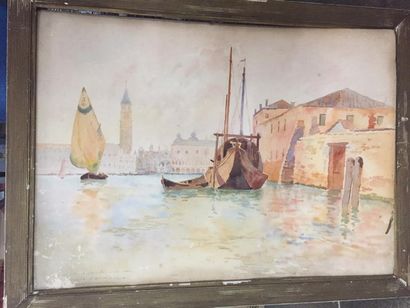 Pierre WALDECK-ROUSSEAU (1846-1904).
Venise.
Aquarelle...