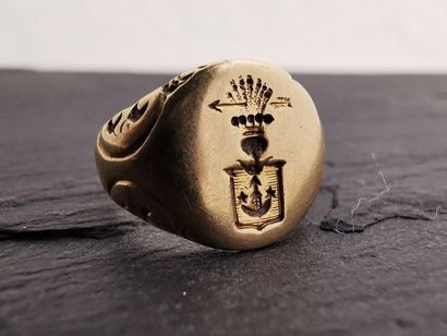 BAGUE chevalière en alliage d'or 585 mm (14k)...