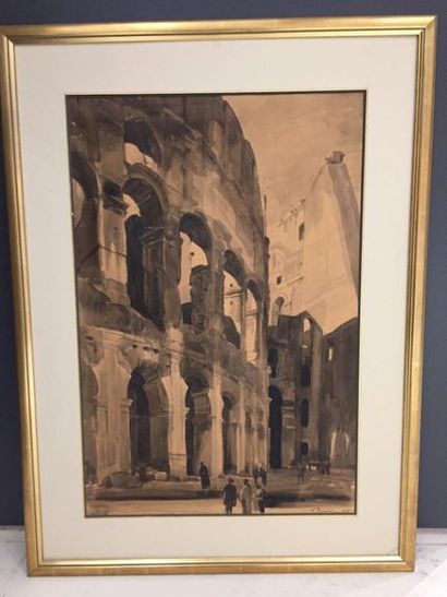 Albert DECARIS (1901-1988)
Le Colisée, 1925.
Encre...