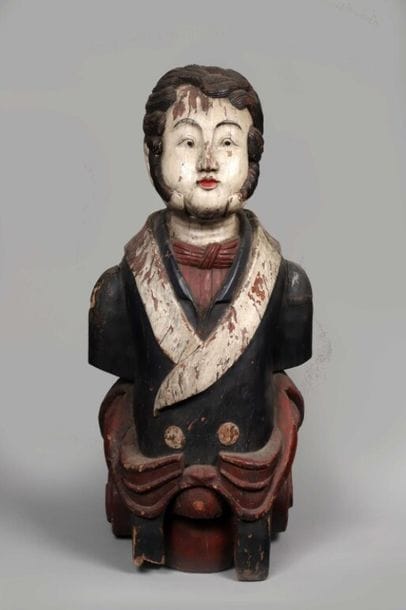 FIGURE de proue en bois sculpté et polychromé.
Travail...