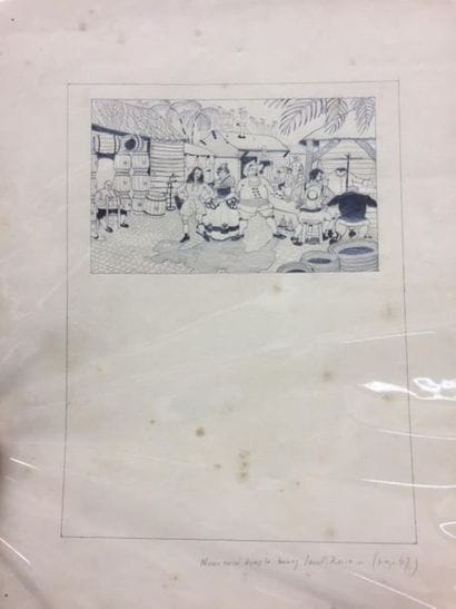 ENSEMBLE de 9 dessins ayant servi pour l'illustration...