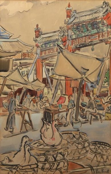 MARA PENETT (XXe siècle).
Scène de marché...