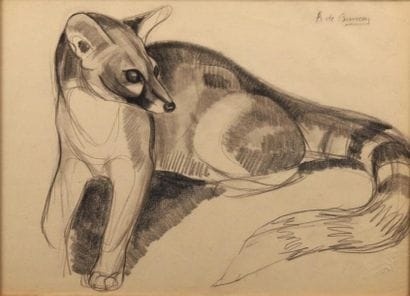 Philippe Albin de BUNCEY (1905-1978).
Renard.
Crayon...