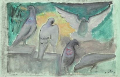 Elisabeth CHAPLIN (1890-1982).
Les pigeons.
Huile...