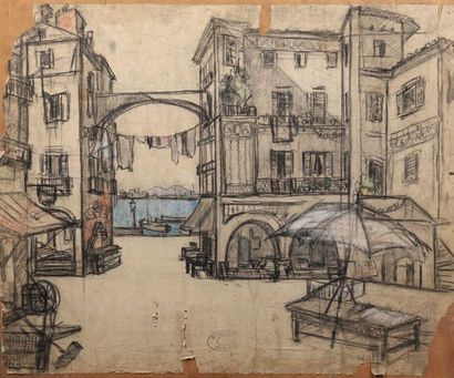 Georges LAPCHINE (1885-1951).
Vue du Vésuve...