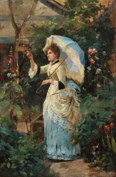 José ARBURU (1864-1889).
Élégante à l'ombrelle....