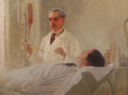 René A.ROUSSEAU-DECELLE (1881-1964).
À l'hôpital.
Huile...