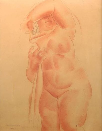 Helena KWIATKOWSKA (XXe siècle).
Nue le bras...