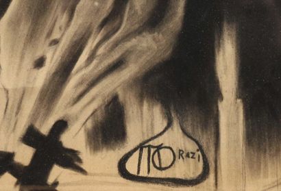 Manuel ORAZI (1860-1934).
Sabbat de sorcière.
Pastel...