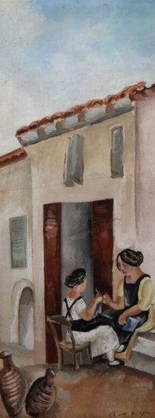 Claire FARGUE (XXe siècle).
Deux femmes à...