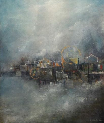R. SCHILARDI (XXe siècle).
Fête foraine.
Huile...