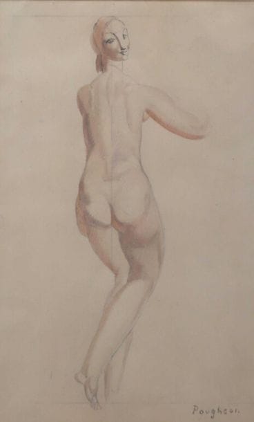 Eugène POUGHÉON (1886-1955).
Nu de dos.
Aquarelle,...
