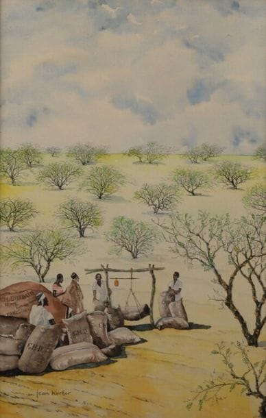 Jean KERHOR (1876-1974).
La Récolte des amandes...