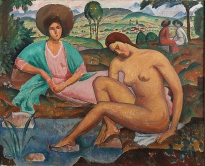 Théophile ROBERT (1879-1954).
Le bain.
Huile...