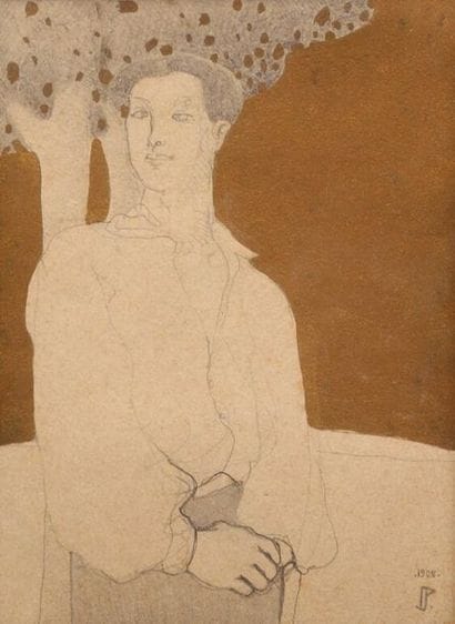 Jan PREISLER (1872-1918).
Portrait d'homme.
Crayon...