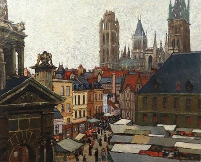 Robert FARDEL (1867-1931).
Scène de marché...
