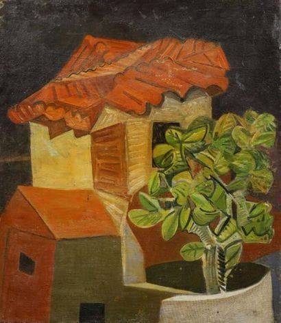 Ecole Moderne.
École MODERNE.
Maison au cactus.
Huile...
