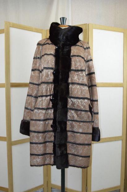 Manteau de fourrure en vison foncé réversible,...