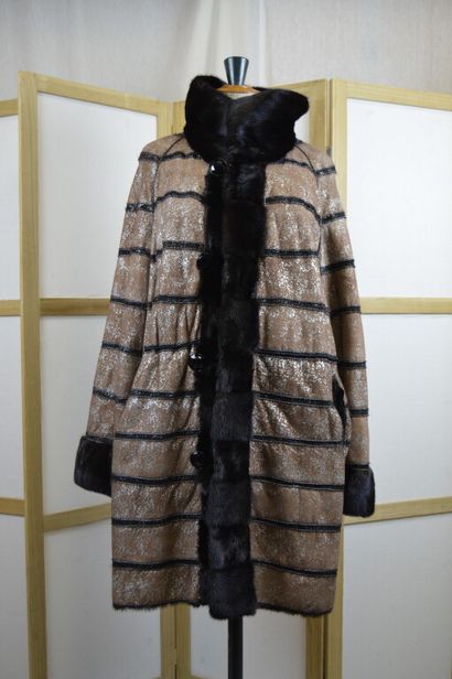 Manteau de fourrure en vison foncé réversible,...