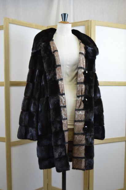 Manteau de fourrure en vison foncé réversible,...