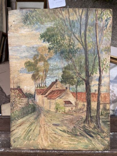 École du XXe siècle.

Paysage de campagne.

Aquarelle...