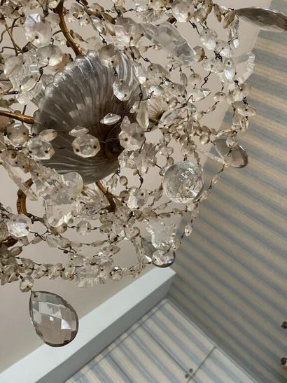 Lustre à six bras de lumière en cristal à...