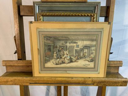 Lot de gravures anciennes comprenant :

-...