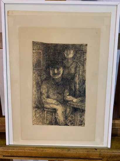 Denis POUPPEVILLE (1947)

- L'homme au chapeau.

Gravure.

Signée...