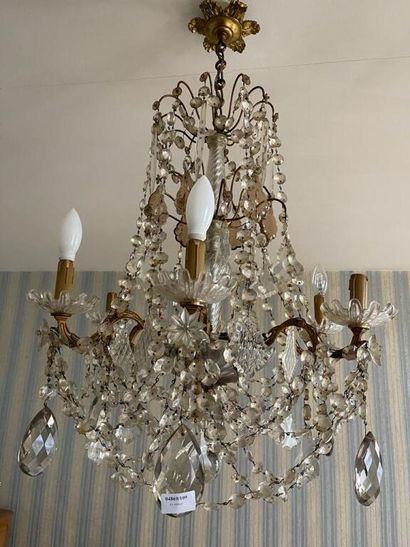 Lustre à six bras de lumière en cristal à...