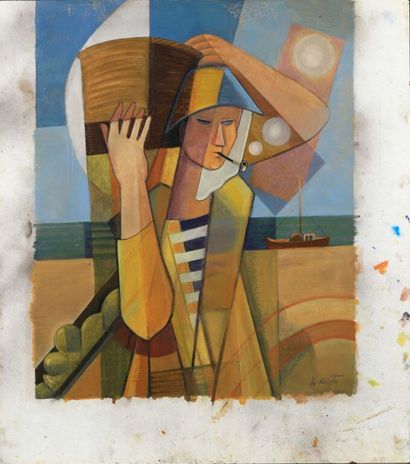 Bela DE KRISTO (1920-2006).

Retour de pêche.

Huile...
