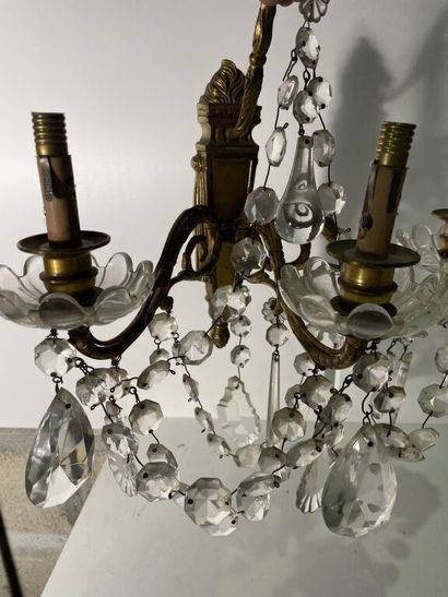 Paire d'appliques en bronze doré à 3 bras...