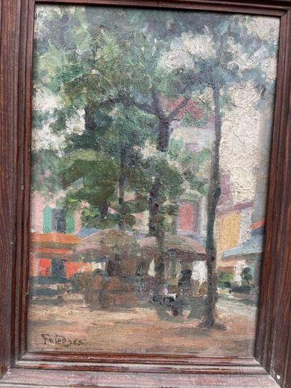 École du XXe siècle

Vue d'une petite place.

Huile...