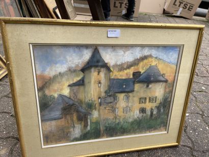 École du XXe siècle

Vue d'un château.

Pastel...