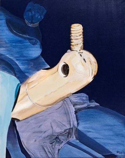 Etude de nu sur fond bleu, et jambe articulé...