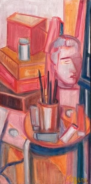 L'atelier du peintre Toile signée en bas...