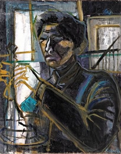 Portrait d'Alberto Giacometti Toile signée...