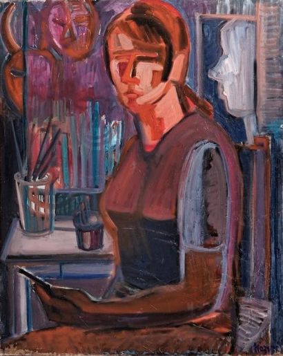 Autoportrait, Toile signée. x 80