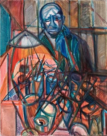 Portrait de Jackson Pollock Toile signée...
