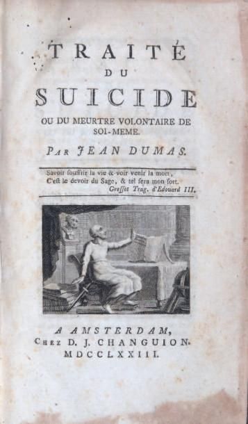 DUMAS (JEAN)
Traité du suicide ou du meurtre...