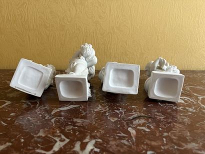 SÈVRES.
Suite of four porcelain bisque statuettes...