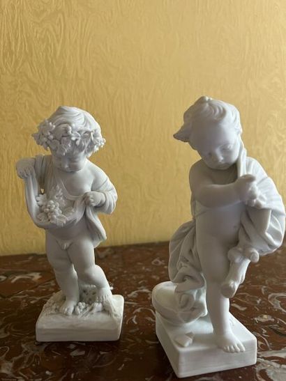 SÈVRES.
Suite of four porcelain bisque statuettes...