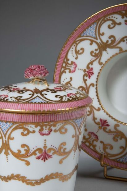 SÈVRES.
Sunken porcelain goblet and saucer...