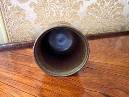 JAPAN ? 
Stoneware tumbler with shaded brown-green...
