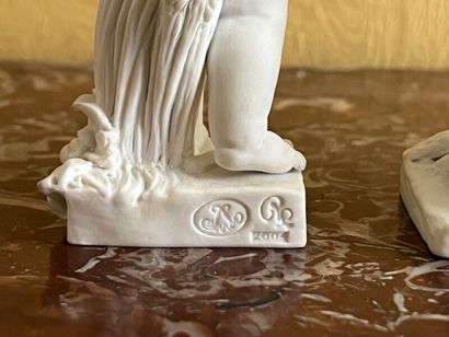 SÈVRES.
Suite of four porcelain bisque statuettes...