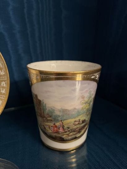 ORLÉANS. 
Porcelain trembleuse cup and saucer...