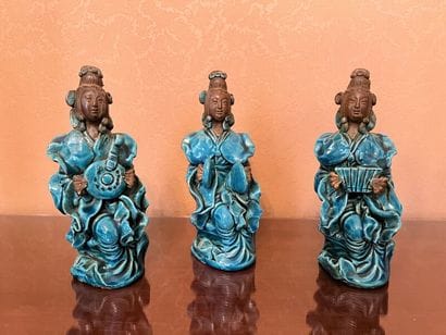 CHINA.
Suite of three partially turquoise-glazed...